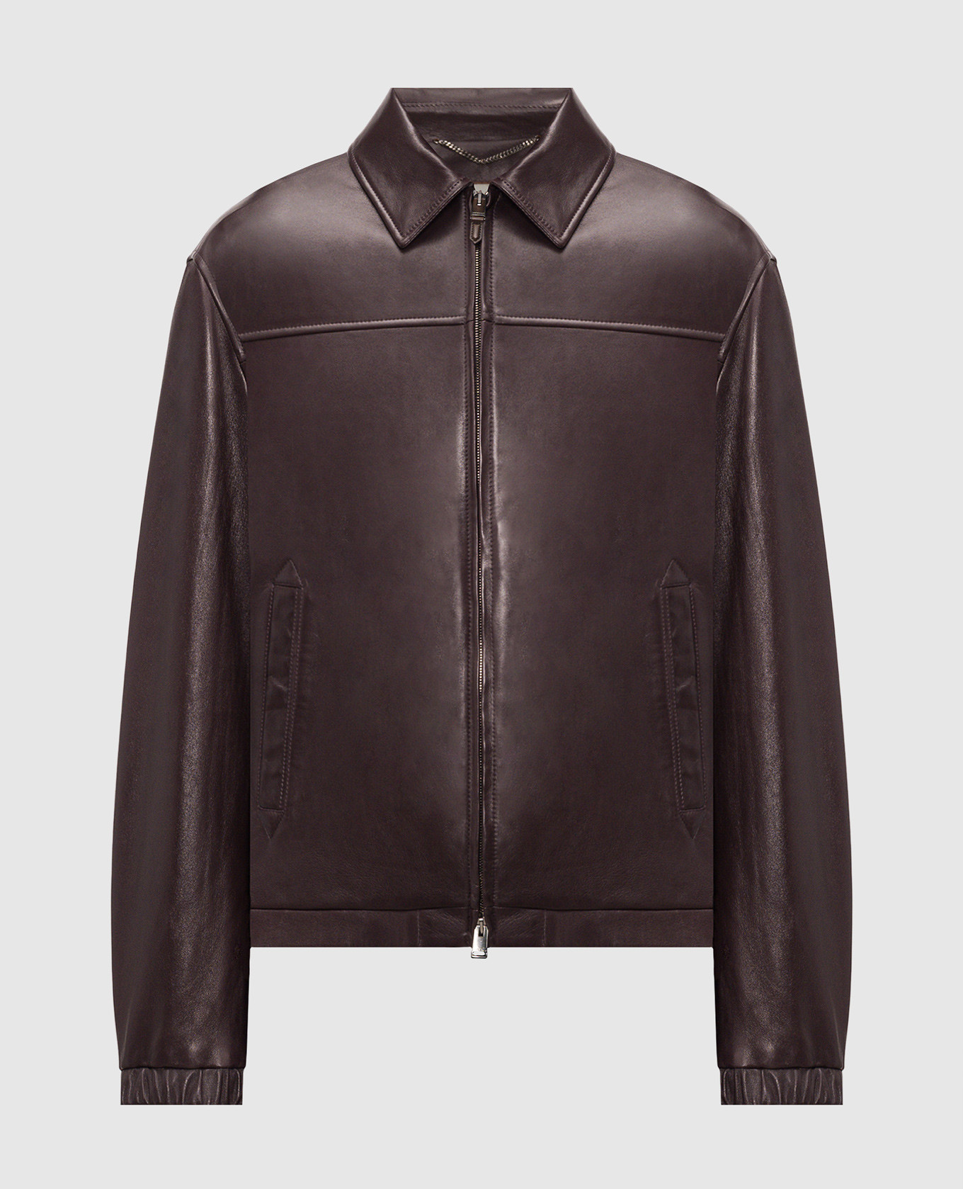 Burgundy leather jacket Canali