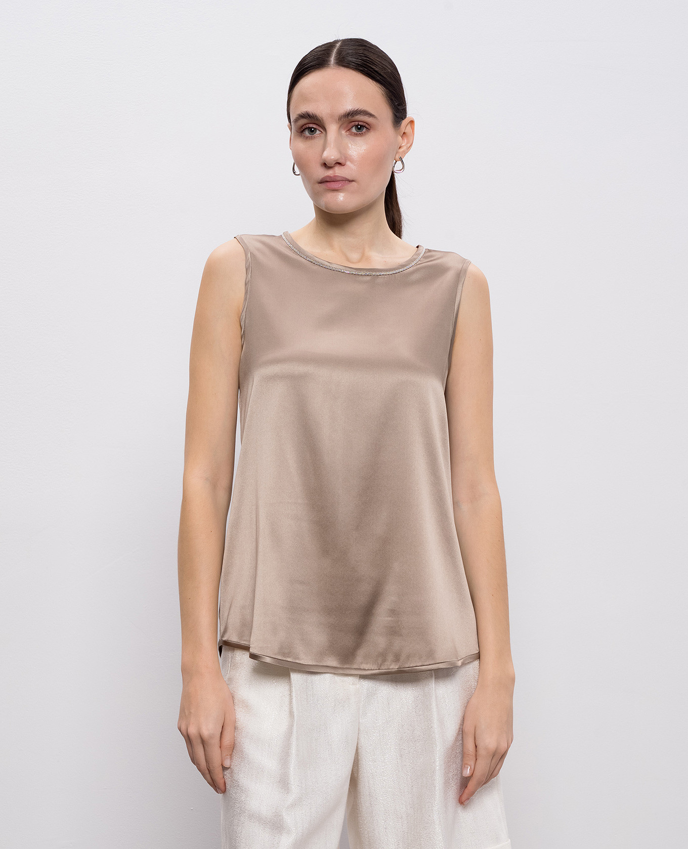 Brown silk top with chain Peserico 3