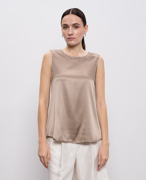 Peserico Brown silk top with chain A08893D02372