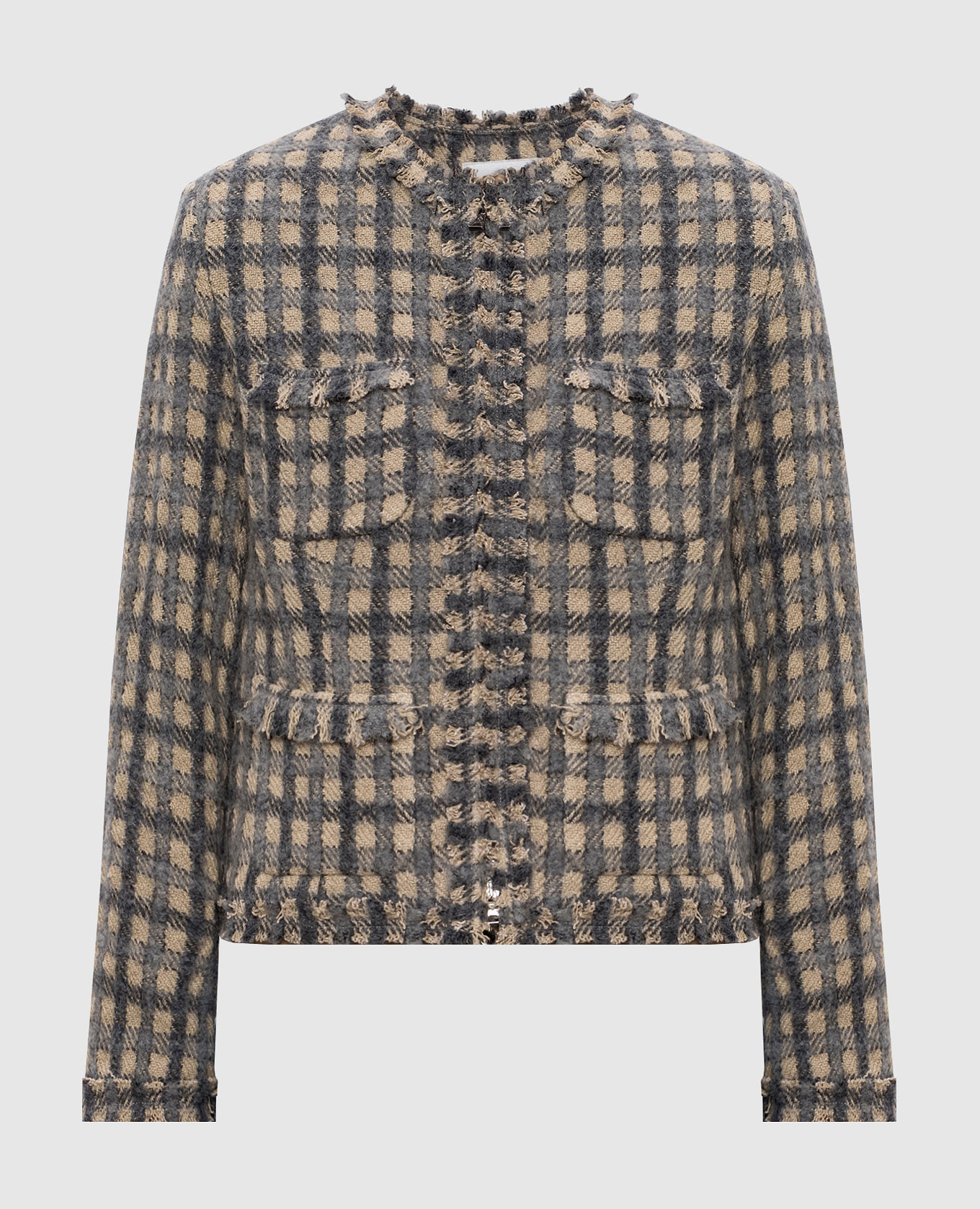 

Gray jacket with hemp and alpaca wool in a check pattern Ballantyne, Grey