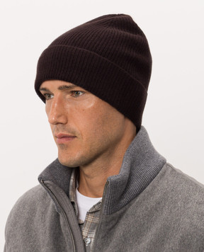 Peserico Brown wool and cashmere hat R76064F1209470