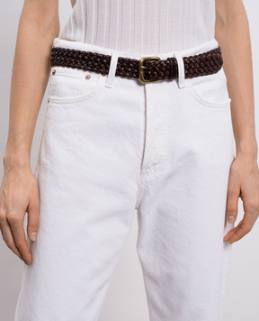 Dragon Brown leather braided belt DGS66045