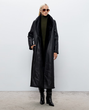 Yves Salomon Black double-sided sheepskin coat 27WYM61230MERL