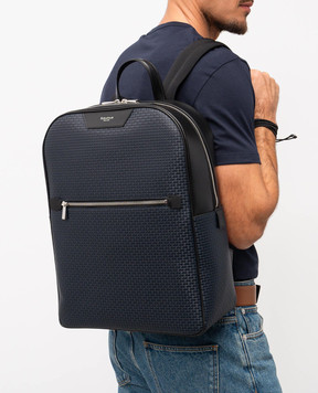 Serapian Blue leather backpack with monogram embossing SRSTSMLL700631DC20