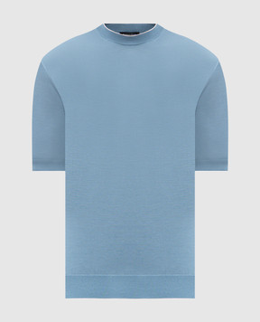 Stefano Ricci Blue silk T-shirt K616006G12F26102