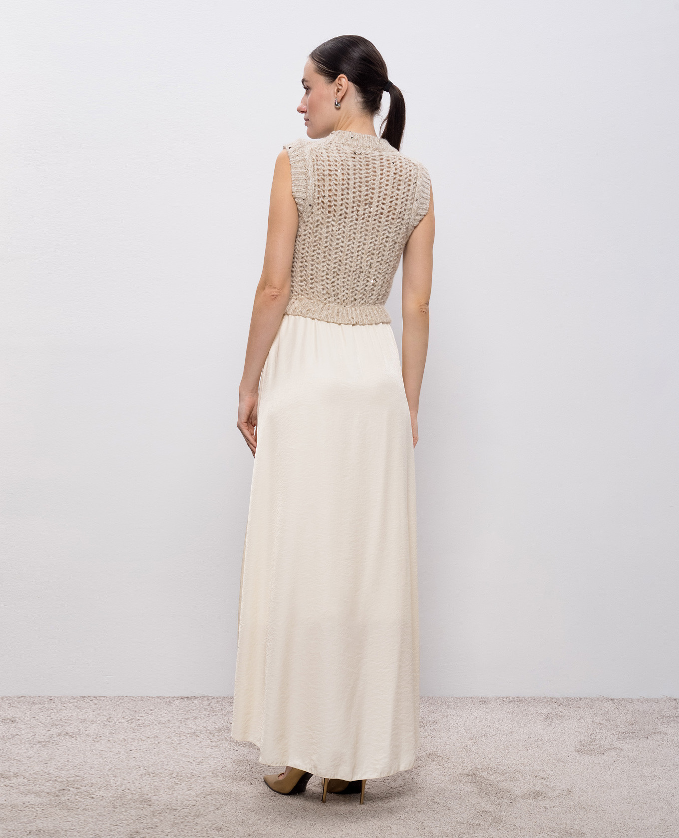 Beige midi dress with alpaca wool Peserico 3