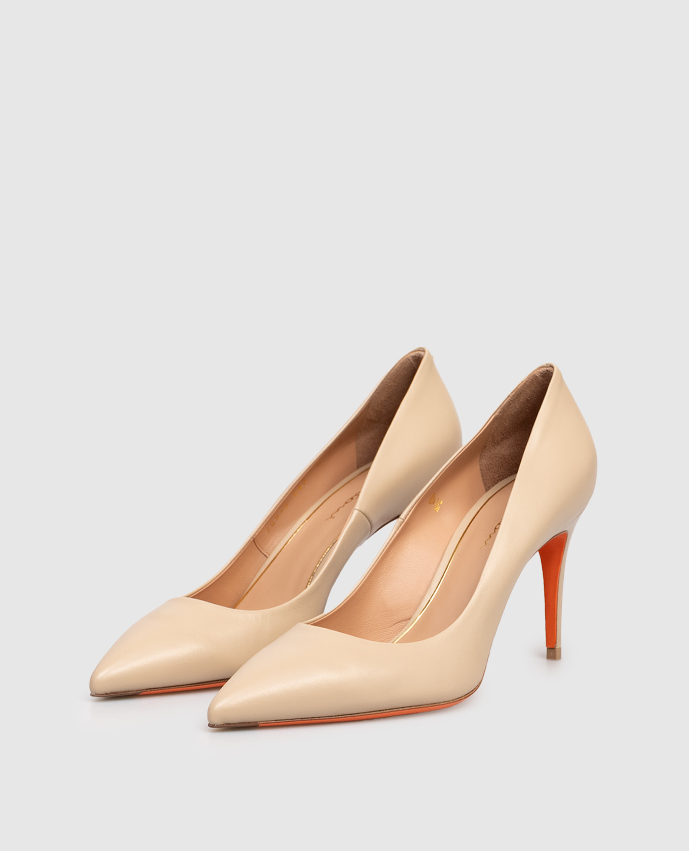 Beige leather shoes Santoni 2