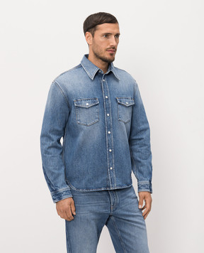 Givenchy Blue denim shirt with a worn effect BM616V5YD3