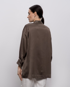 Peserico Brown blouse with monil chain A0640106638