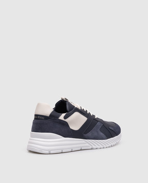 Stefano Ricci Blue leather sneakers with monogram UV689G6676WYSDP