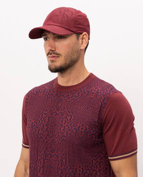 Stefano Ricci Burgundy linen and silk cap MCV510018ELK001S
