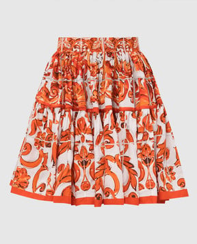 Dolce&Gabbana White skirt with branded print F4CB1TGDDRL