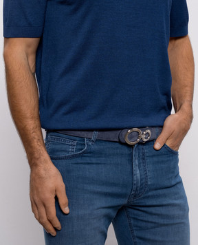 Stefano Ricci Blue suede belt with emblem N381SDC579P