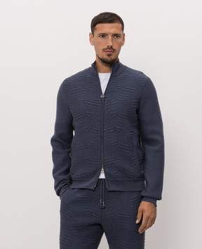 Stefano Ricci Blue cashmere sports jacket with textured pattern W505041R31W26304