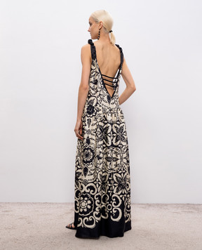 Maurizio Beige printed silk maxi dress MZS6W06020481