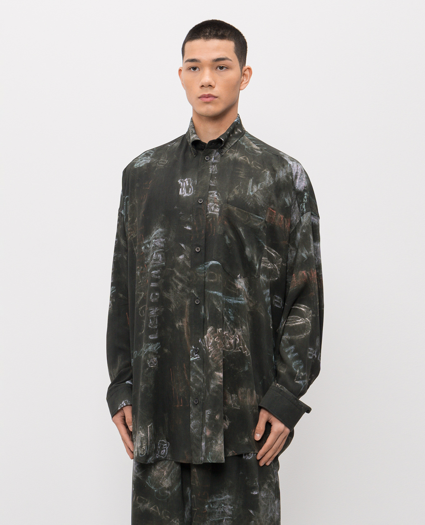Black shirt with logo print Balenciaga 3
