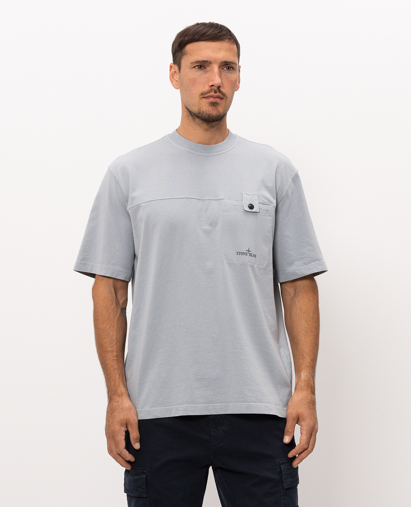 Grey T-shirt with logo print Stone Island 3