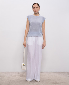 Peserico Blue top with linen M99156F1409386