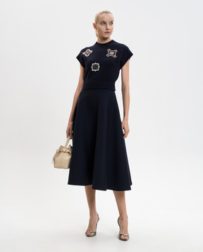 Max Mara MXMWHISKY blue midi skirt with wool MXMWHISKY