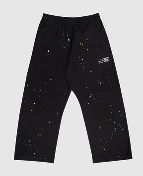 Maison Margiela MM6 Children's black pants with a paint splatter print M60953MM07B