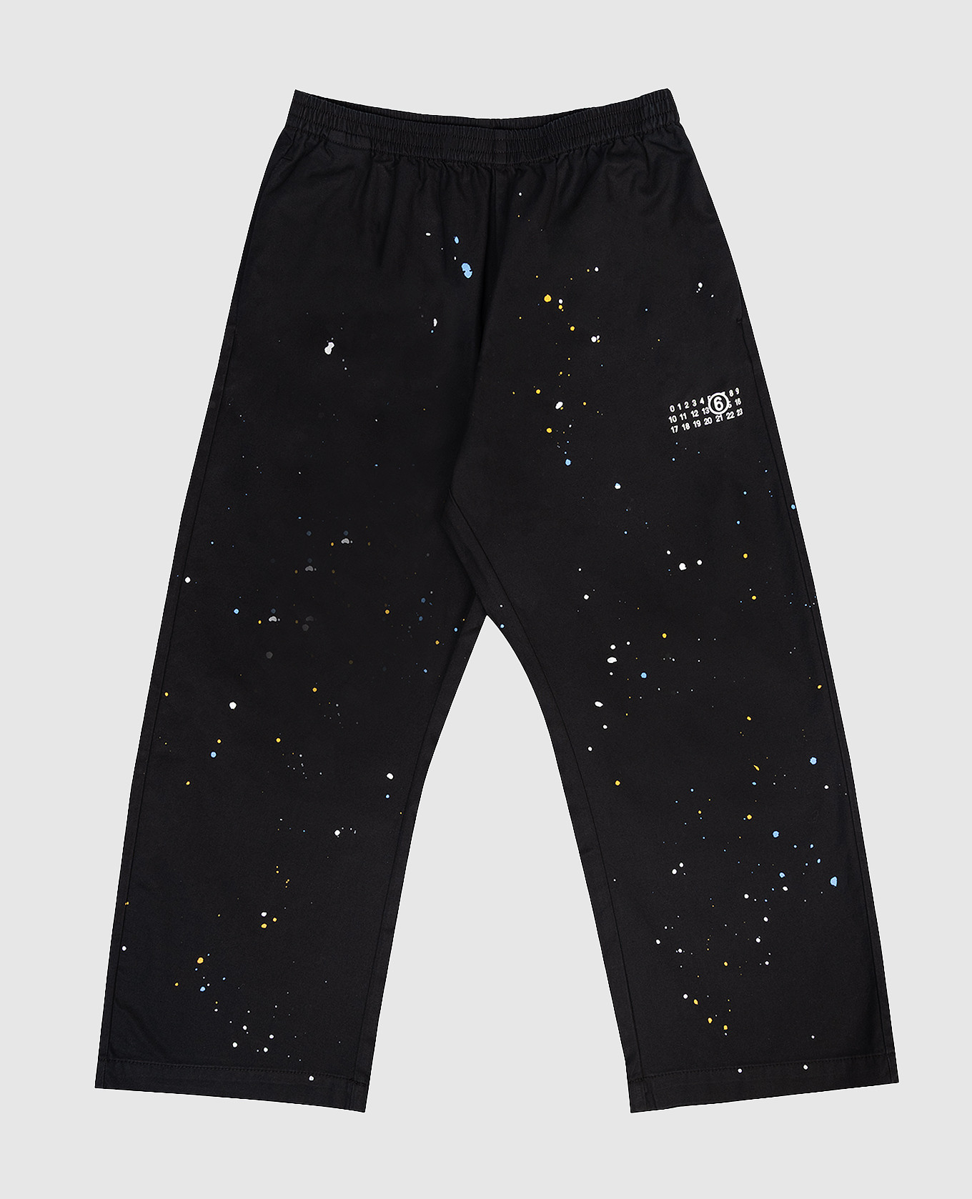 Children's black pants with a paint splatter print