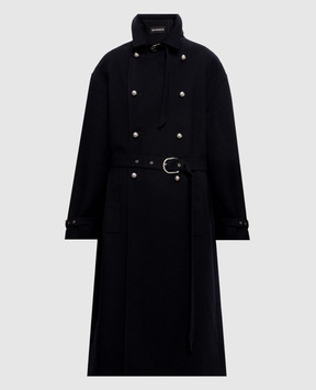 Ann Demeulemeester Maira black double-breasted wool coat B0014250FA207
