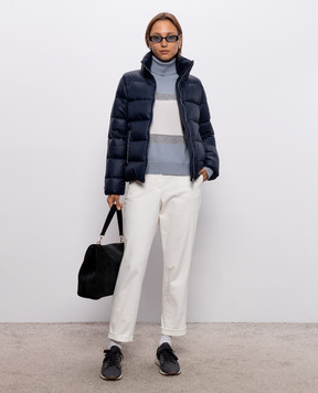 Peserico Blue wool, silk and cashmere sweater with monil chain A99863F12C9283