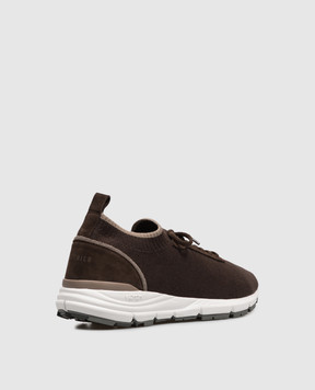 Peserico Brown combination sneakers with logo print R79081C0CC914
