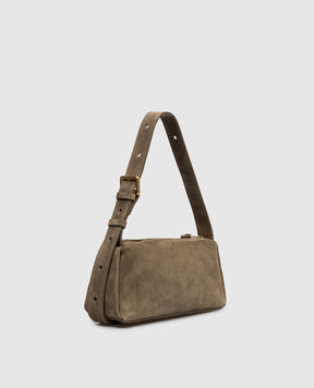 Christian Villa Khaki suede bag with logo embossing 06449