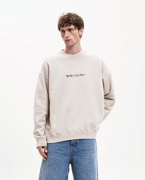 Off-White Beige sweatshirt with Script Arrow embroidery 44MBA054S26F001