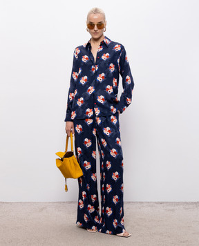 Fendi Blue silk blouse with floral print FS8357AW9H