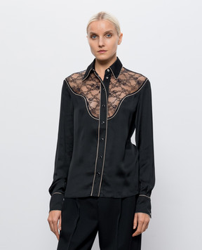 AMIRI Black blouse with lace AW426SH009