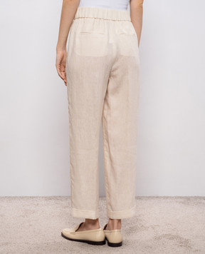 Peserico Beige linen trousers with lapels P0444502600