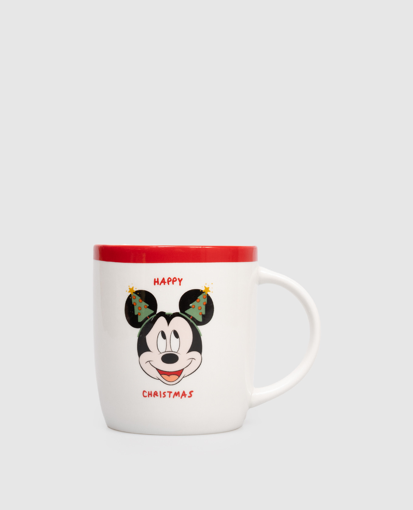 

White ceramic cup Mickey Mouse with Christmas tree-shaped ears Disney