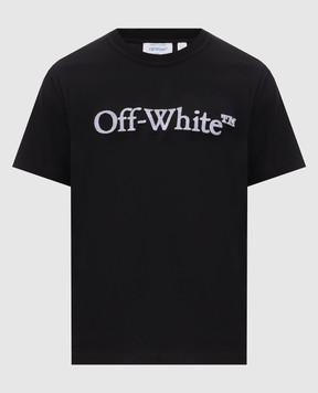 Off-White Black T-shirt with textured logo 44MAA16MF26J005