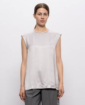 Peserico Gray top with monil chain A0602908761