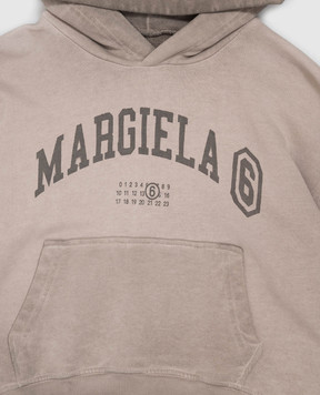 Maison Margiela MM6 Children's brown hoodie with logo print M61135MM08P