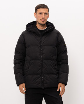 Stone Island Black down jacket with logo patch L2S154100037S0A23