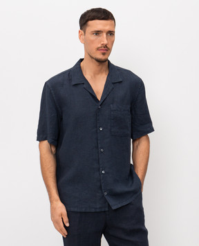 Peserico Blue linen short-sleeved shirt R56049T002494