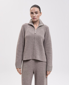 Allude Beige wool and cashmere zip cardigan 26517032