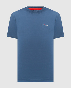 Kiton Blue T-shirt with embroidered logo UMK1274