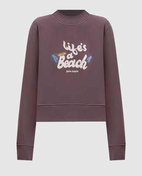 Palm Angels Life's A Beach Purple Sweatshirt PAWBA004FL001