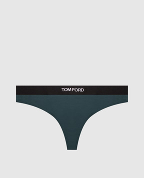 Tom Ford Green logo pattern thong panties KNJ009JEX011
