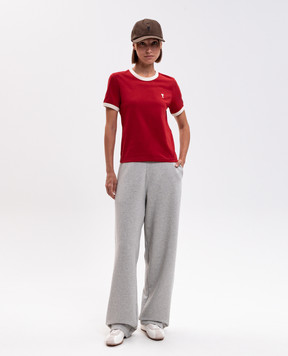 Ami Paris Red T-shirt with embroidered emblem FTS413JE0246