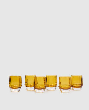 La Reine Set of yellow crystal glasses DIAMOND 6 pcs DOFDIAMOND