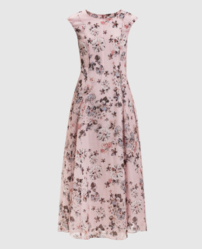 Max Mara SMMPEONIE pink dress with floral print sash SMMPEONIE