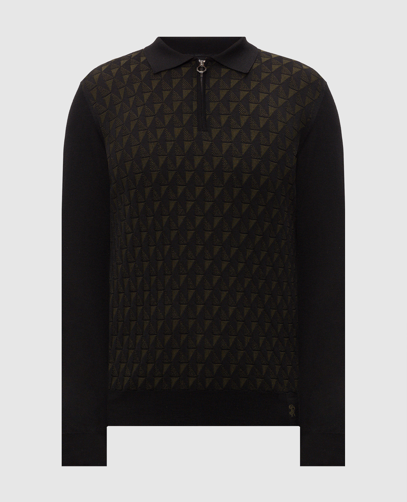 Black wool, silk and cashmere patterned jumper
