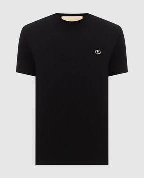 Valentino Black T-shirt with VLogo embroidery 9V3MG10VBMM
