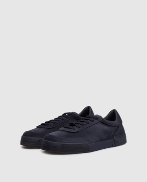 Dolce&Gabbana Blue suede sneakers with embossed logo A20205A0237