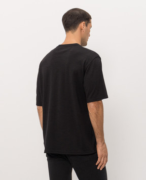 Stefano Ricci Black wool T-shirt with embroidered logo MNH6305620WPA02T